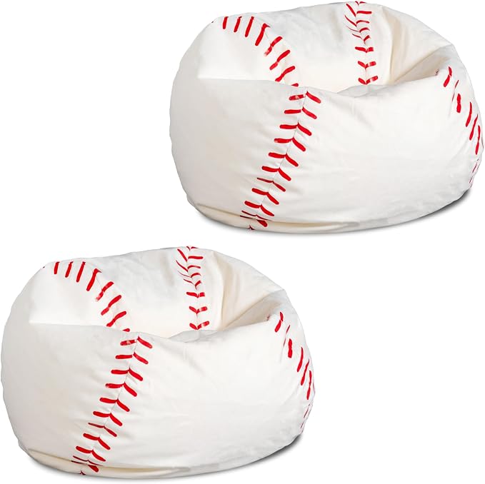 Big Joe Sports Ball Child-Sized Bean Bag Chair for Kids, 2 Pack, Baseball Plush, Ultra-Soft Lightweight Polyester Blend, 2.5 Foot Refillable | 2.5 feet, Polystyrene Bean Filled, Refillable, Soft Polyester, Safe for Kids Ages 3 and Up, Supports Up to 15...