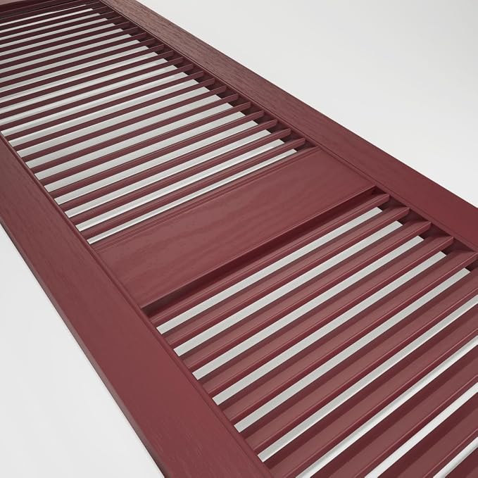 Ekena Millwork Lifetime Vinyl LL1S14X07500WN Standard Cathedral Top Center Mullion, Open Louver Vinyl Shutters, w/Installation Shutter-Lok's & Matching Screws (Per Pair), 14 1/2"W x 75"H, Wineberry