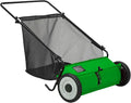 Push Lawn Sweeper for Leaves, 21" Width Heavy Duty Steel Frame Grass Catcher with 3.5 Cu. Ft. Hopper Bag & 4 Spinning Brushes for Yard and Garden Cleanup, Green