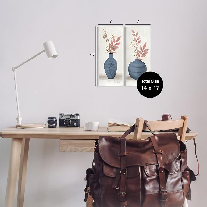 Ikebana Flower Vases, 7 x 17 Inch Mounted Print on Wall Plaque Set | Stupell Industries · By Janet Tava · Ready to hang · Great gift for floral decor · Made in USA