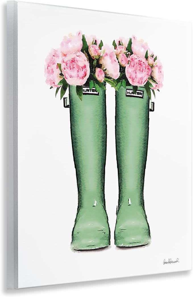 Stupell Industries 'Country Boots with Peonies'| Wall Plaque Art | Stupell Industries | 11 x 14 Inches, Easy to Hang and Sturdy, Made in USA, by Amanda Greenwood