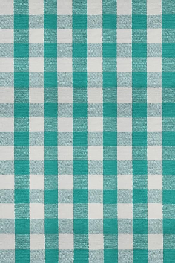 SEEKSEE Buffalo Plaid Rug 4' x 6' Light Blue and White Large Front Door Mat, Layering Area Rug, Spring Summer Rug for Outdoor Patio Entryway Indoor Living Room Kitchen Dining Room Decor