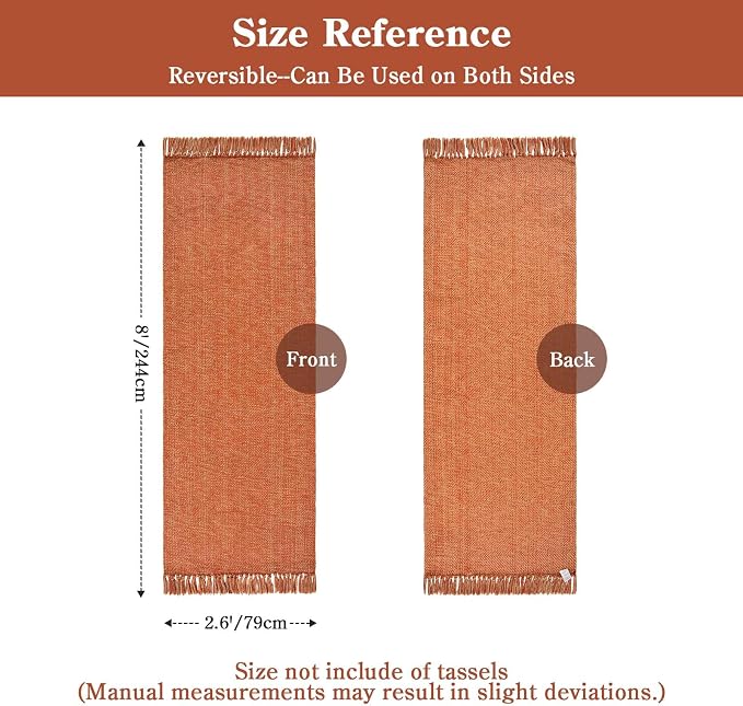 Collive 2.6' x 8' Kitchen Runner Rug, Modern Farmhouse Runners for Hallway Washable Bathroom Mat, Terracotta Woven Entry Hall Carpet for Indoor Front Door Porch Fall Decor