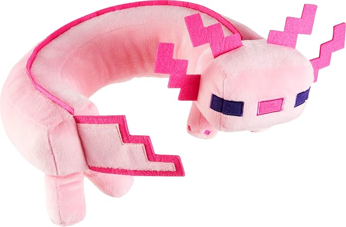 Mattel Minecraft Axolotl Neck Pillow, Plush Toy | Stuffed Toy with Sounds for Travel, Comfort & Play, For Kids & Collectors (Amazon Exclusive)