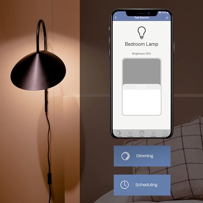 Feit Electric Smart Wi-Fi A19 Filament LED Light Bulb, 60W Equivalent, Soft White 2700K, E26 Base, Dimmable, Alexa & Google Home Compatible, App & Voice Control, No Hub Required, A1960CL/927CA/FIL/AG