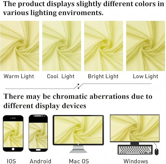 Lecloud Goose Yellow Sheer Curtains 96 Inches Long 2 Panels, Rod Pocket Light Filtering Window Curtains for Living Room Bedroom Dining Room, Voile Airy Balcony Drapes, Each Panel 42" W x 96" L