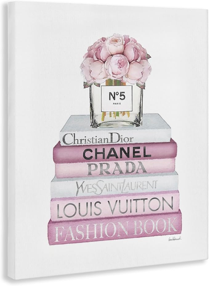 Soft Pink Rose Bookstack Floral, 36 x 48 Inch Canvas Wall Art | Stupell Industries · By Amanda Greenwood · Ready to hang · Elegant gift for home decor · Made in USA