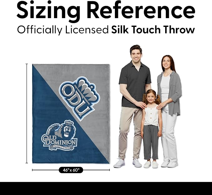 Northwest NCAA Silk Touch Throw Blanket, Ultra Soft Plush Polyester, Lightweight Warm Decorative Fan Gift, 46 x 60 in