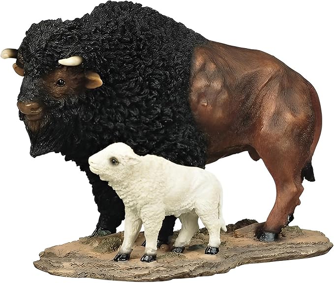 ICE Armor 7" H Wild Animal Collection Standing Buffalo with Baby Figurine Office Desk/Home/Living Room/Table Decor, Perfect House Warming Gifts for New Home