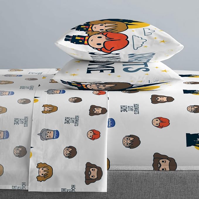 Jay Franco Harry Potter is My Home 5 Piece Full Bed Set - Bedding Features Harry, Ron, Hermoine, Hagrid, and Dumbledore | Hogwarts, Bed in a Bag, Comforter Sheets Pillowcases, Official Product, Soft Microfiber, Machine Washable, Kids Gift