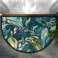 Leaves Half Round Doormat Non-Slip Semi Circle Rug Half Moon Mat | Painting Turquoise Washable Soft Absorbent Indoor Outdoor Entrance Kitchen Bathroom Sink Patio Welcome Fireplace Floor Rug
