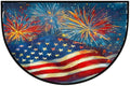 Fireworks Flag Half Round Door Mat Semi Circle Rug Half Moon Doormat | Fireworks Flag Soft Washable Welcome Entrance Mat for Outdoor Indoor Floor Bedroom Bathroom Home Kitchen Festival Decor