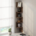 Furinno Rossi 5-Tier Floating Corner Shelf for Wall, Corner Zigzag Shelf Wall Mounted, Radial Wall Mount Shelves, for Home Office, Living Room, Bedroom, Bathroom, Columbia Walnut