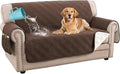 H.VERSAILTEX 100% Waterproof Furniture Covers for Sofa and Loveseat Modern Sofa Covers Waterproof and Washable Thick Soft Couch Cover for Dogs with Elastic Straps (Loveseat, Brown/Beige)