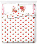 Jay Franco Kids Sheet Set with Fitted, Flat Sheets & Pillow Cover - Ultra-Soft Bedding with Pillowcase for Room Decor, White - Strawberry Shortcake, 4 Piece Queen