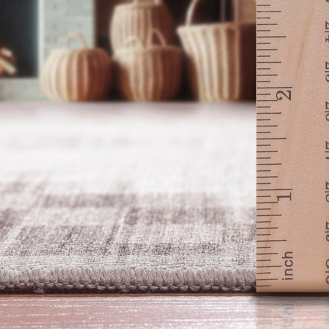 ReaLife Rugs Machine Washable Indoor Outdoor - Mat Rug Foldable Printed Thin Lightweight Cushioned Fade Resistant Patio Deck Dock Porch Pool Balcony Camping - Everly - Beige 4' x 6'