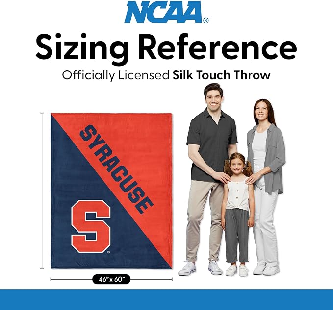 Northwest NCAA Silk Touch Throw Blanket, Ultra Soft Plush Polyester, Lightweight Warm Decorative Fan Gift, 46 x 60 in