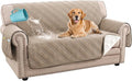 H.VERSAILTEX 100% Waterproof Loveseat Slipcovers Modern Couch Covers for 2 Cushion Couch Sofa Pet Friendly Thick Soft Couch Cover for Dogs with Elastic Straps (Loveseat, Taupe/Beige)
