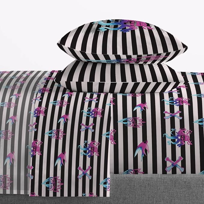 Jay Franco Kids Sheet Set with Fitted, Flat Sheets & Pillow Cover - Ultra-Soft Bedding with Pillowcase for Room Decor, Multi Color - Descendants, 4 Piece Queen