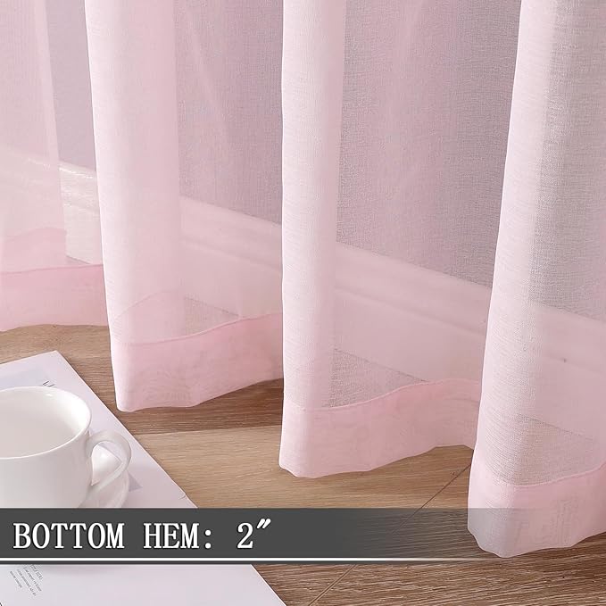 Tollpiz Sheer Tier Curtains Kitchen Linen Textured Half Curtain Sheers Light - Image 4