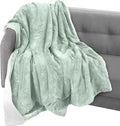 Elegant Comfort Throw Blanket, Reversible Sherpa Flannel, Ultra-Soft, Fuzzy, Cozy and Plush- All Season Lightweight Decorative Throw, 50 x 60 inches, Solid Sherpa Throw, Mint Green