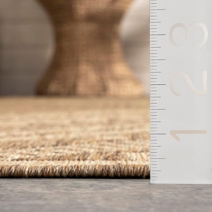 Nuloom Outdoor Performance Collection Landry Brown/Ivory, 6'7" Round, Soft, High Traffic, Stain Resistant, Easy Clean, Durable Area Rug for Indoor/Outdoor Patio, Deck, Porch, Garden, Courtyard