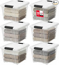 IRIS USA 19 Qt Stackable Storage Bins with Lids, 6 Pack, Clear Plastic | Clear BPA-free bins with secure latches organize crafts, toys, shoes, office supplies, pantry items, and closets.