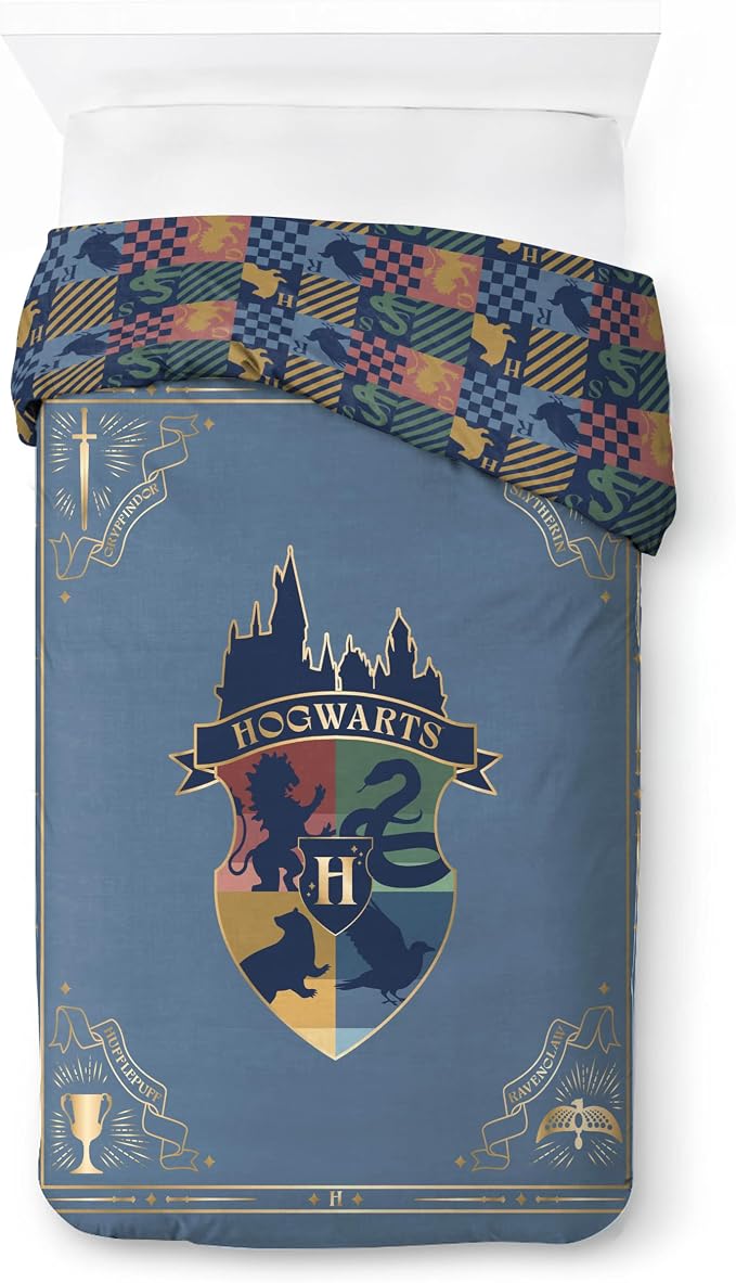 Jay Franco Duvet Cover Set – 2 Piece Comforter Cover and Sham Set, Super Soft Cozy Kids Bedding (Insert Not Included) Blue - Harry Potter, Twin