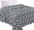 Elegant Comfort Luxury Velvety Feel Blanket, All-Season Lightweight Blanket, Ultra Plush, Soft, Cozy-Fuzzy Flannel Fleece for Couch, Sofa, Bed, Travel, Cube Design, Full/Queen, Gray
