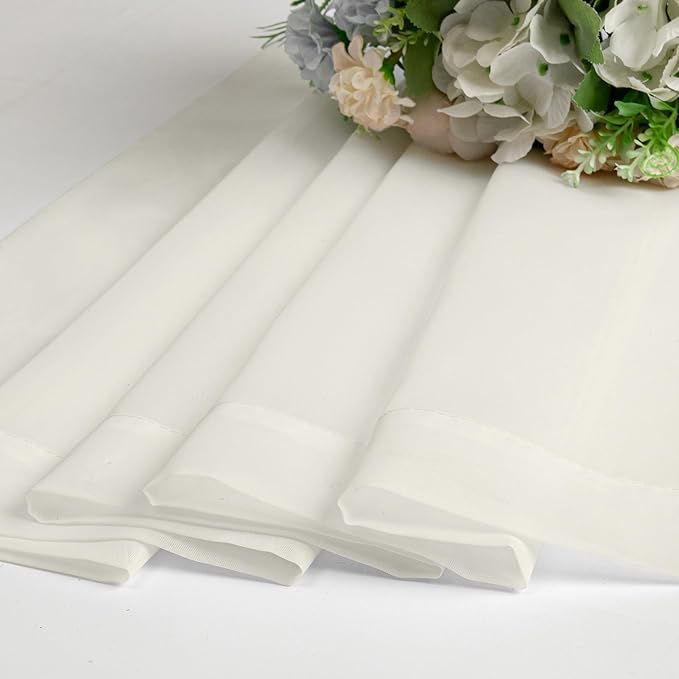 Lecloud Ivory Sheer Valances for Windows 18 Inch Length 2 Pcs, Cafe Kitchen - Image 8