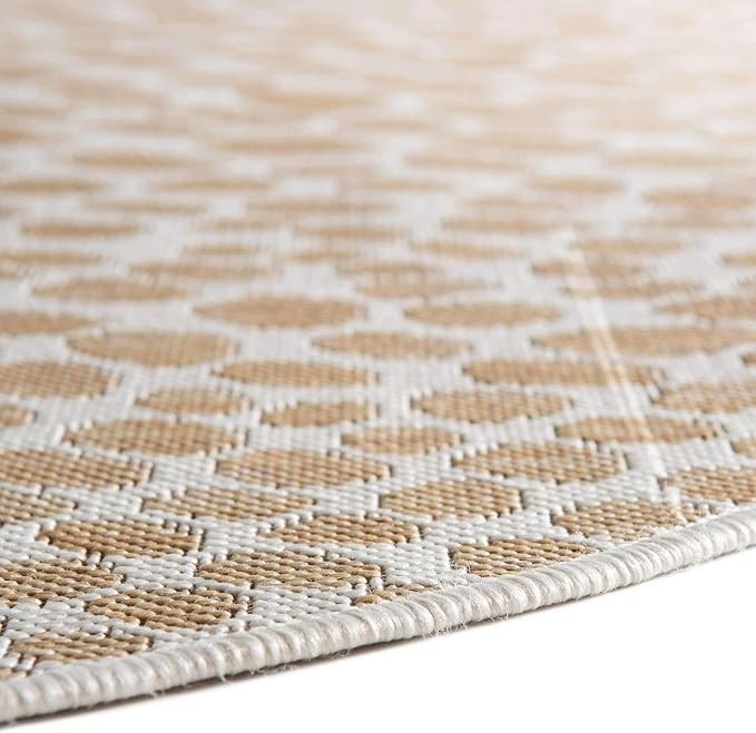 Unique Loom Outdoor Collection Area Rug - Cape Town (4' 1' Round, Dark Beige/ Ivory)