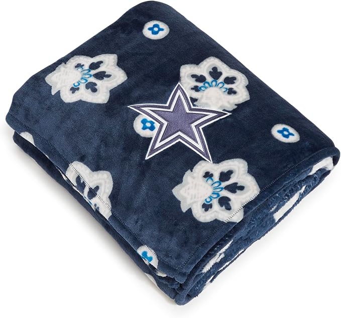 Vera Bradley Women's Fleece NFL Oversized Throw Blanket (Multiple Teams Available), Dallascowboysonblue/Graybandana, One Size