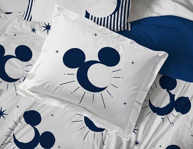 Disney Mickey Mouse King Comforter Set 7 Piece Celestial Bedding, White | Bed in a Bag, Comforter Sheets Shams Pillowcases, Official Product, Soft Microfiber, Machine Washable, Easy Care