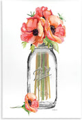 Mason Jar Poppies Floral, 10 x 15 Inch Mounted Print on Wall Plaque | Stupell Industries · By Amanda Greenwood · Ready to hang · Hand finished · Made in USA