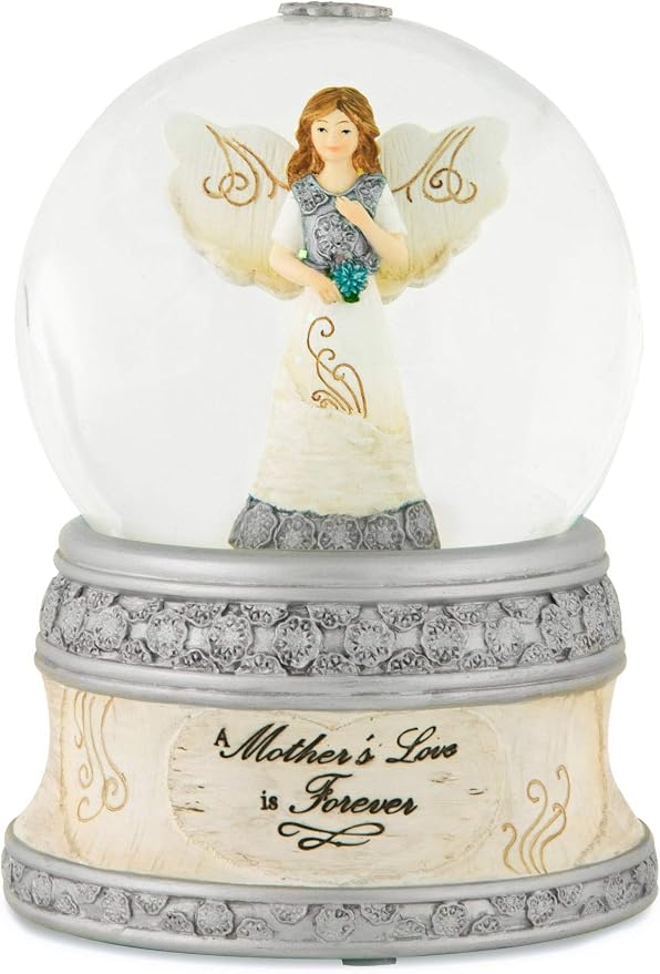 Pavilion Gift Company Elements 82329 100mm Musical Water Globe with Angel Figurine, A Mother's Love, 6-Inch , White