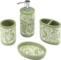 Avanti Linens - Bath Set, 4pc Countertop Accessories, Resin Tumbler, Toothbrush Holder, Soap Dish, Lotion Pump (Stratford Collection, Green)