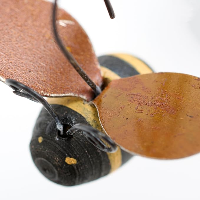 Primitives by Kathy Mini Bee Ornament Set of 12, 1.50-inch, Rustic Wooden Bumblebees with Whimsical Wire Antennae | Outdoor Garden or Home Decor Accent