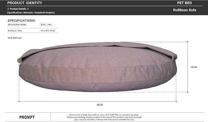 2-in-1 Human & Pet Shared Round Sofa Dog Bed with High Resilience Foam, Modern Neutral Tone Indoor Pet Furniture(Brown)