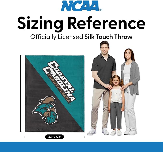 Northwest NCAA Silk Touch Throw Blanket, Ultra Soft Plush Polyester, Lightweight Warm Decorative Fan Gift, 46 x 60 in