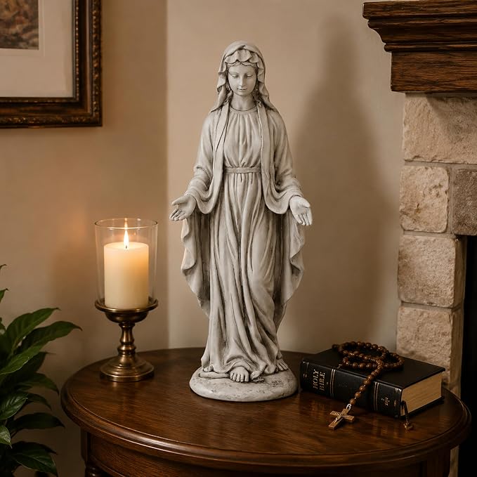Virgin Mary Statue Outdoor, Large 30 Inch Religious Garden Statue | Blessed Catholic Praying Statue, Durable Weather MGO Stone Sculptures, for Home,Yard,Patio,Forch, Brings Peaceful Blessings