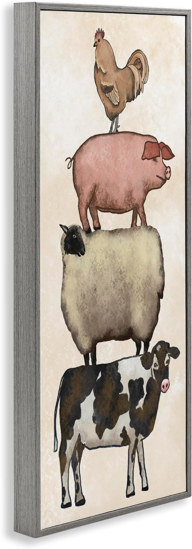 Vintage Farm Animals Country Stack, 10 x 24 Inch Framed Giclée Print | Stupell Industries · By Leah Noel Art · Ready to hang · Fits living room or family room · Made in USA