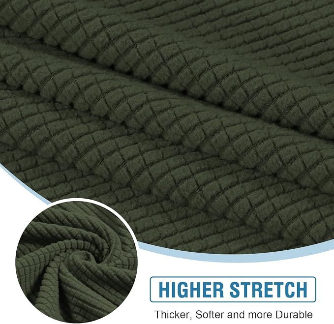 H.VERSAILTEX Sectional Couch Covers 1 Piece Chaise Slipcover L Shape Separate Cushion Couch Cover for Both Left/Right Sectional Couch (Seat Only: 1 Chaises, Olive)