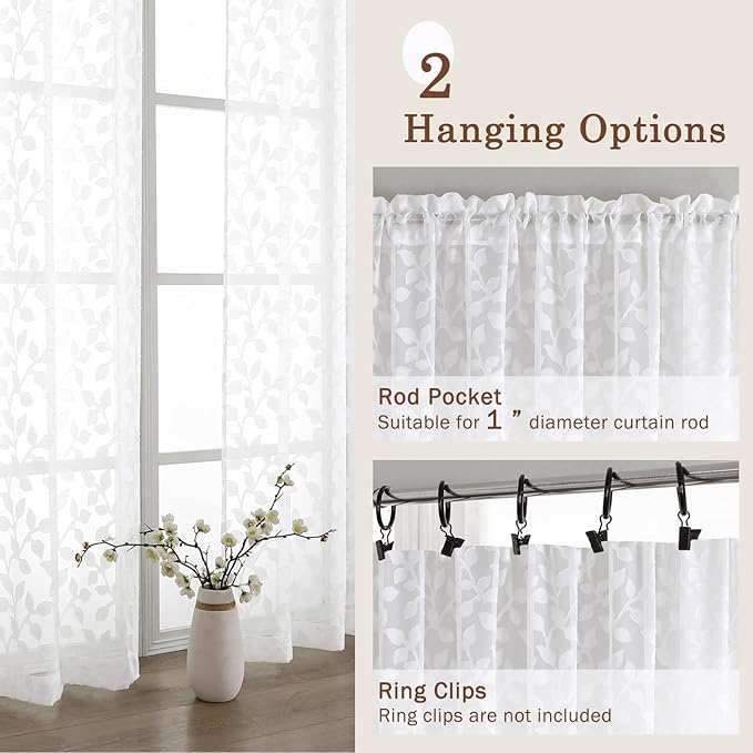 Chyhomenyc White Sheer Curtains 72 Inches Long 2 Panels Set, Light Filtering - Image 7