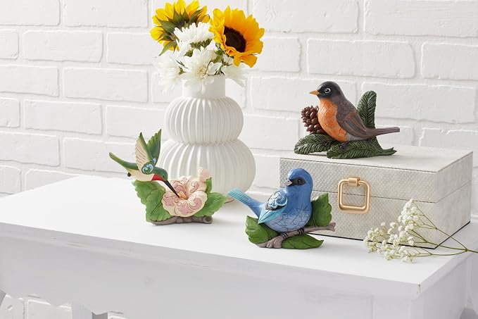 Enesco Jim Shore Heartwood Creek Robin Bird with Pinecone Figurine- Stone Resin Hand Crafted Collectible Mini Figurines Home Decor Statue, 4 Inch