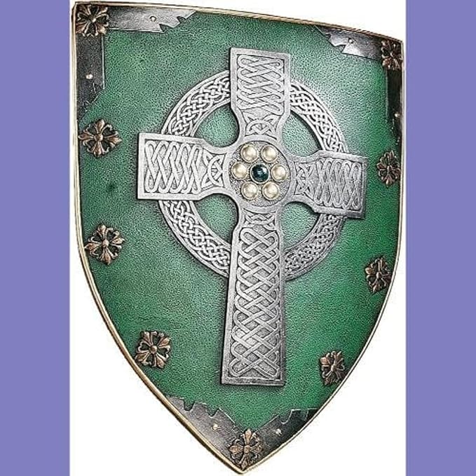 Design Toscano CL41032 Celtic Cross Warriors Shield Medieval Decor Wall Sculpture, 18 Inch, Single