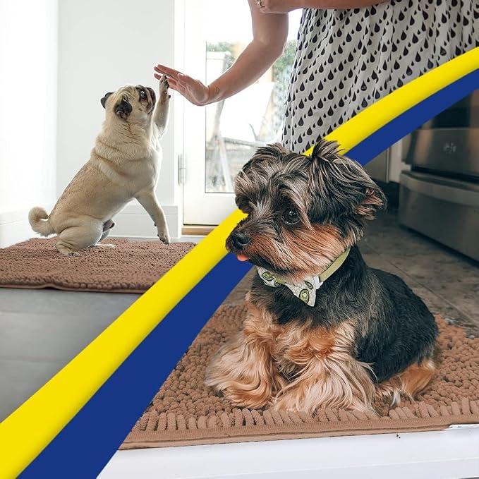 Muddy Mat® | Super Water Absorbent Door Mat Indoor, Microfiber Quick Dry Chenille Entryway Rug, Slip Resistant Front Door Mat, Indoor Mats for Entryway, Machine Washable Pet Rug, Mocha 20" x 48"