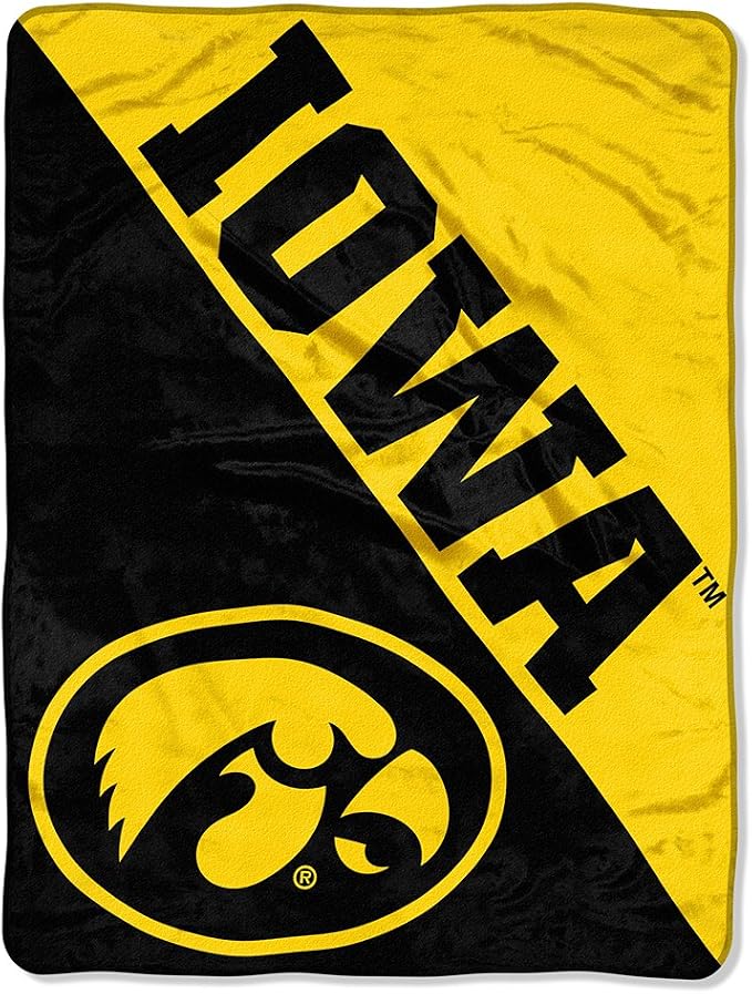 Northwest NCAA Iowa Hawkeyes Unisex-Adult Micro Raschel Throw Blanket, 46" x 60", Halftone