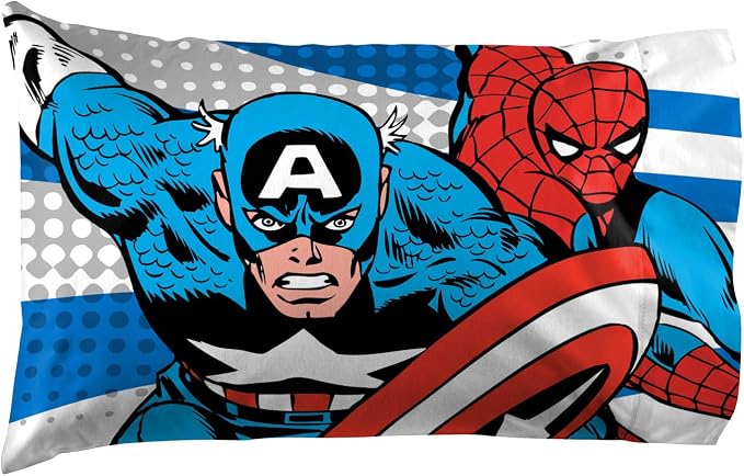 Jay Franco Kids Sheet Set with Fitted, Flat Sheets & Pillow Cover - Ultra-Soft Bedding with Pillowcase for Room Decor, White - Avengers, 4 Piece Full