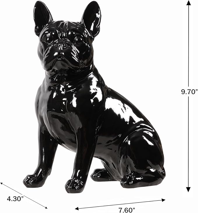 Hi-Line Gift Ltd. 10" H French Bulldog Statue in Black Home Decor Indoor Use Only