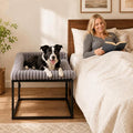 Adjustable Bedside Dog Bed for Medium Dogs, Elevated Co-Sleeper Dog Bed with Reinforced Metal Frame, Thick Supportive Cushion Mattress & Washable Cover, Dog Bedside Sleeper for Dogs & Cats
